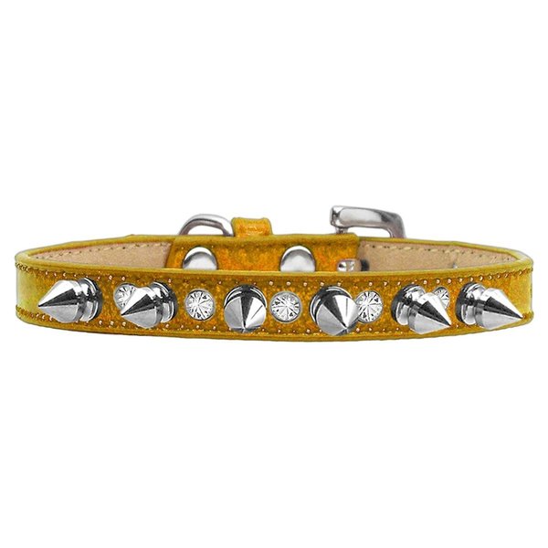 Mirage Pet Products Crystal & Silver Spikes Dog CollarGold Ice Cream Size 12 634-1 GD12